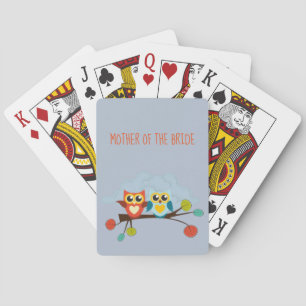 Cute OWLS Themed Wedding Blue Orange Poker Cards