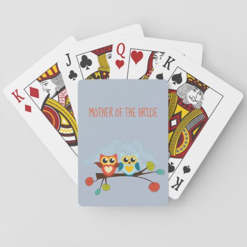 Cute OWLS Themed Wedding Blue Orange Poker Cards