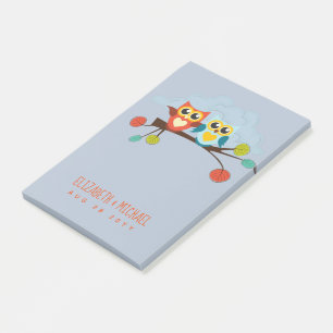 Cute OWLS Themed Wedding Blue Orange Post-it Notes