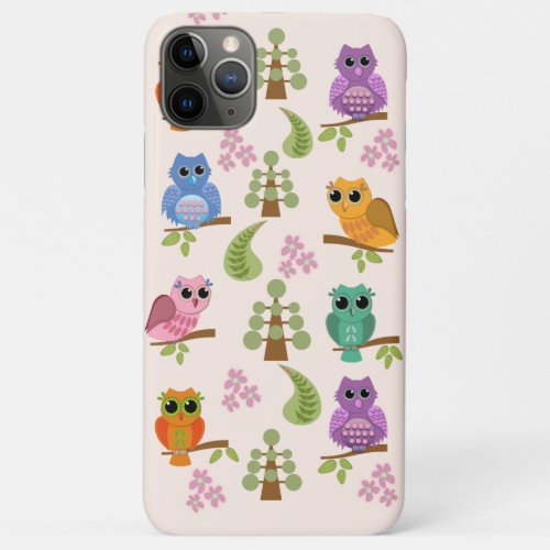 Cute owls trees flowers iPhone 11 pro max case