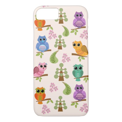 Cute owls trees flowers iPhone 87 case