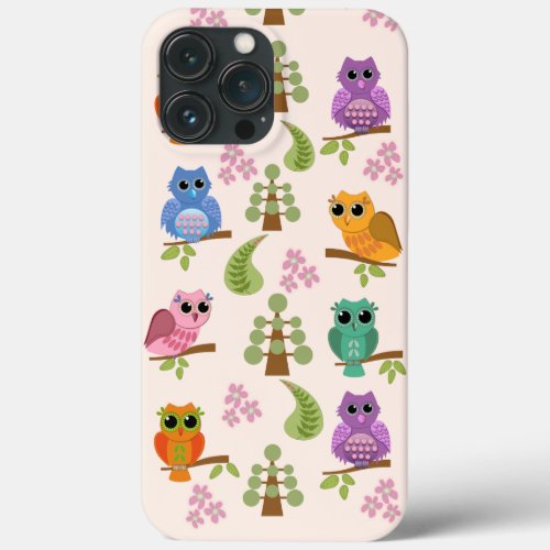Cute owls trees flowers iPhone 13 pro max case