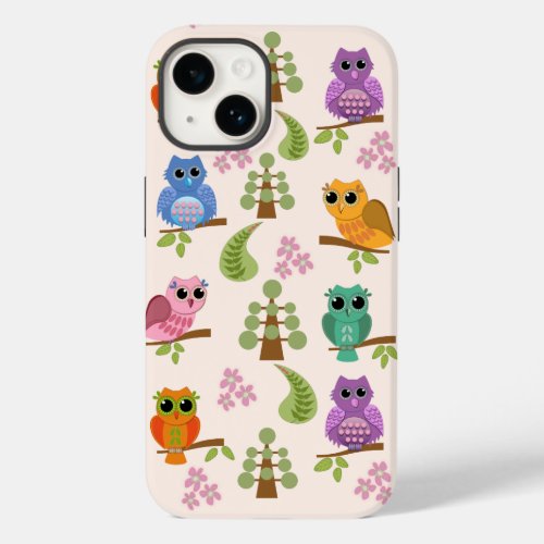 Cute owls trees flowers Case_Mate iPhone 14 case