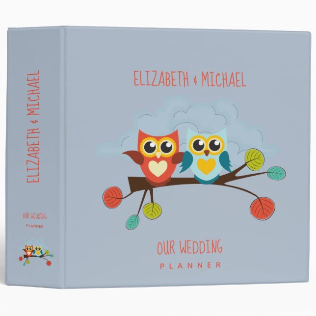 Cute Owls WEDDING PLANNING Binder Personalized (Front/Spine)