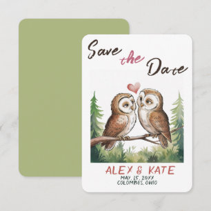 Cute Owls Wedding Save the Date Announcement