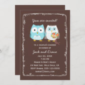 Cute Owls Wedding Shower for Bride and Groom Invitation (Front/Back)