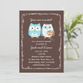 Cute Owls Wedding Shower for Bride and Groom Invitation (Standing Front)