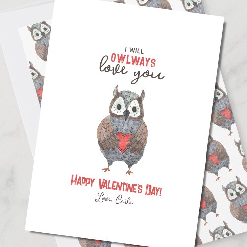 Cute Owlways Love You Valentines Day Holiday Card