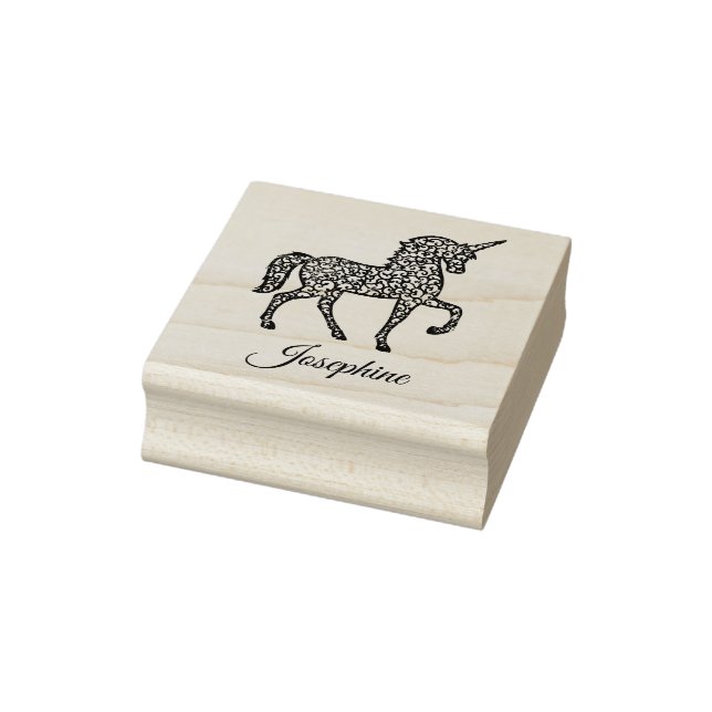 Cute Own Name Unicorn Custom Rubber Stamp (Stamp)