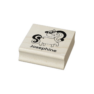 Cute Own Name Unicorn Custom Rubber Stamp