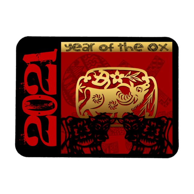 Cute Ox Chinese Year 2021 Zodiac Birthday HFM Magnet (Horizontal)