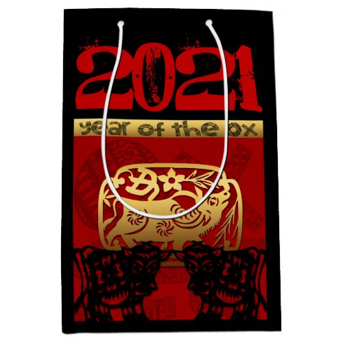 Cute Ox Chinese Year 2021 Zodiac Birthday MGB Medium Gift Bag