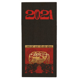 Cute Ox Chinese Year 2021 Zodiac Birthday Name USB Wood Flash Drive