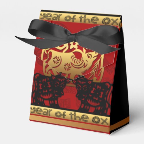 Cute Ox Chinese Year 2021 Zodiac Birthday Tent FB Favor Boxes