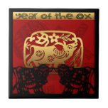 Cute Ox Chinese Year Zodiac Birthday Square Tile at Zazzle