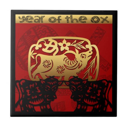 Cute Ox Chinese Year Zodiac Birthday Square Tile