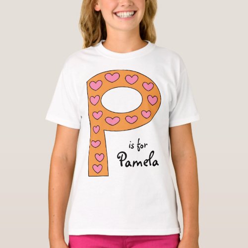 Cute P Letter Design Personalized Girls Name T_Shirt