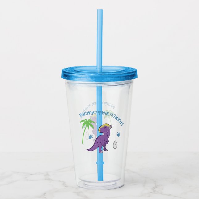 Cute Pachycephalosaurus Acrylic Tumbler (Front)