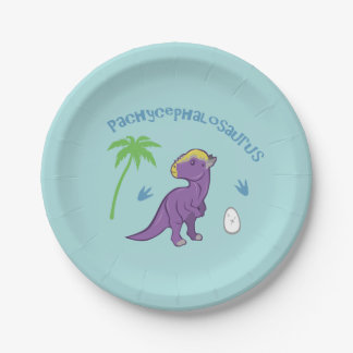 Cute Pachycephalosaurus Paper Plates