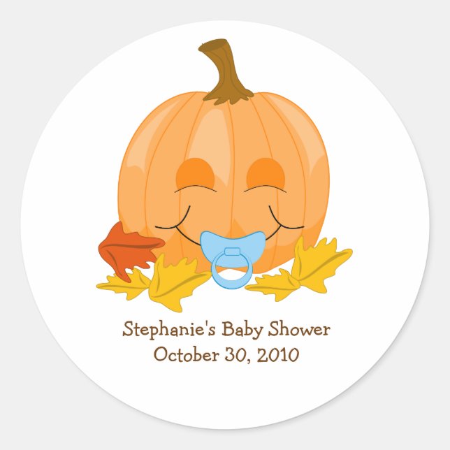 Cute Pacifier Pumpkin Baby Shower Favor Sticker (Front)