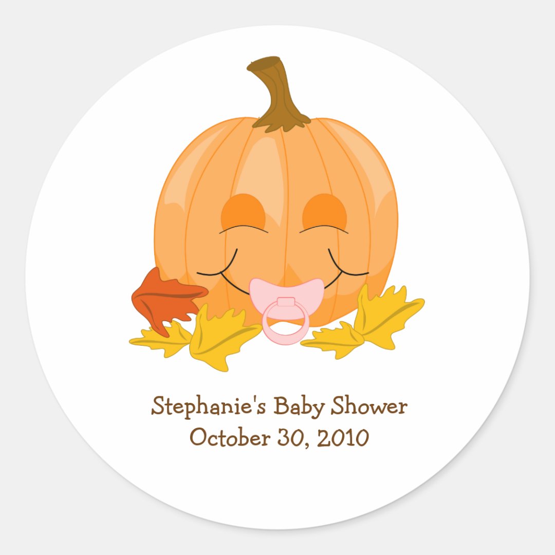 Cute Pacifier Pumpkin Baby Shower Favor Sticker Zazzle