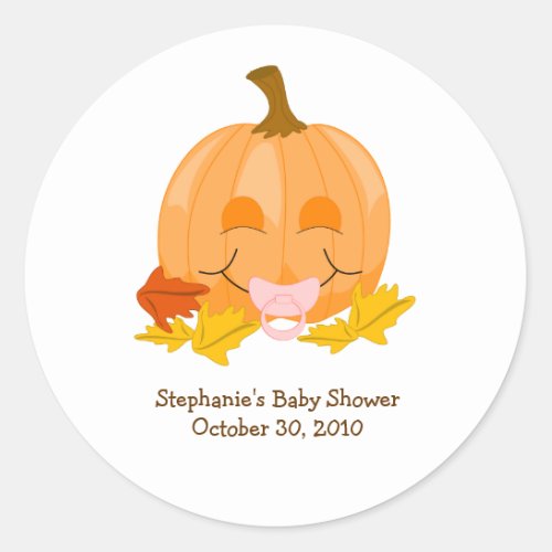 Cute Pacifier Pumpkin Baby Shower Favor Sticker