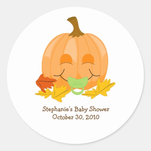 Cute Pacifier Pumpkin Baby Shower Favor Sticker