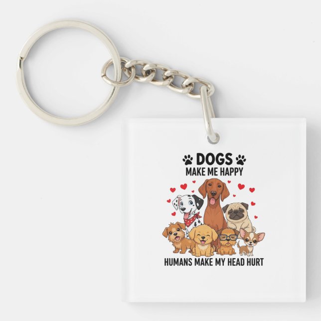 Cute Pack of Happy Dogs Keychain (Front)