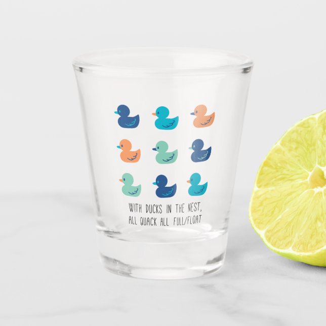 Cute Paddling of Ducks Art II Shot Glass (Front)