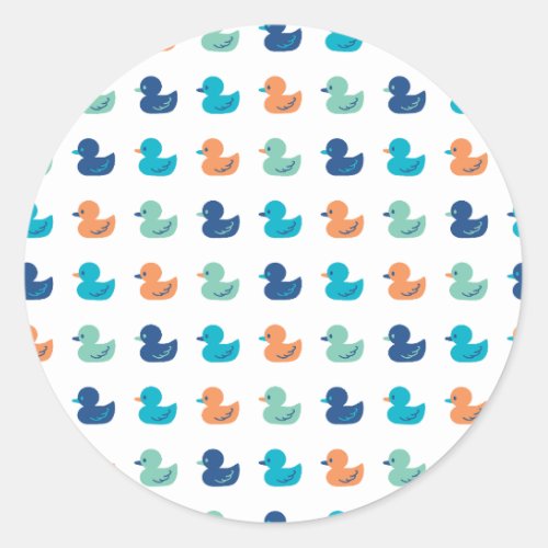 Cute Paddling of Ducks Pattern Classic Round Sticker
