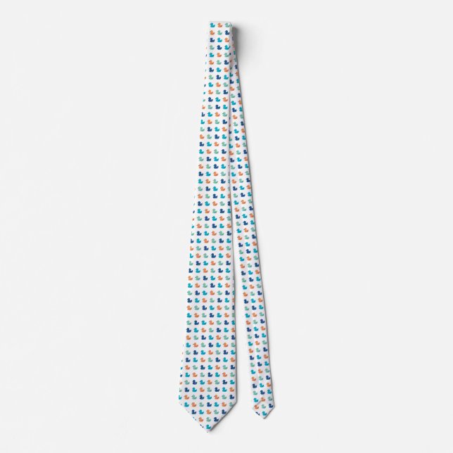 Cute Paddling of Ducks Pattern Neck Tie (Front)
