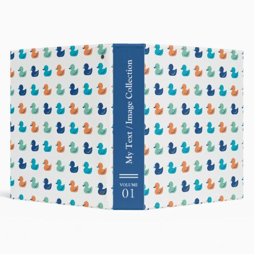 Cute Paddling of Ducks Pattern with editable text 3 Ring Binder