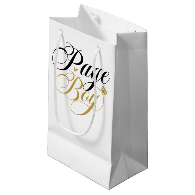Cute page boy word art Wedding party Small Gift Bag (Front Angled)