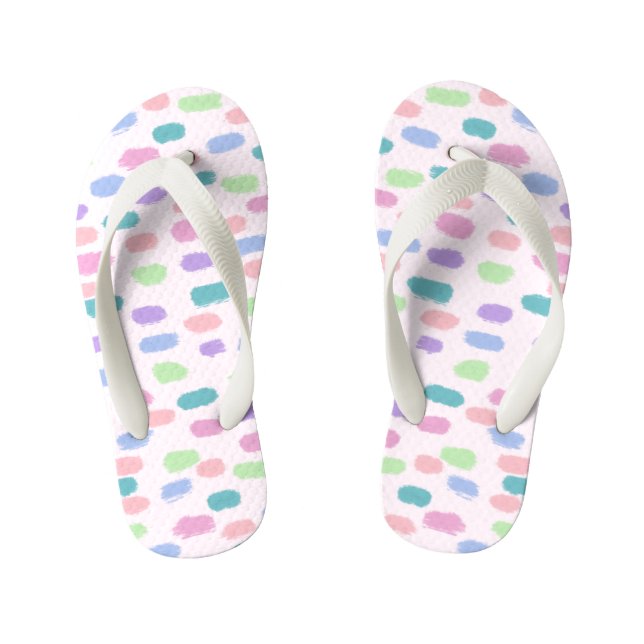 Cute Paint Dabs Multicolor Pattern Kid's Flip Flop (Footbed)