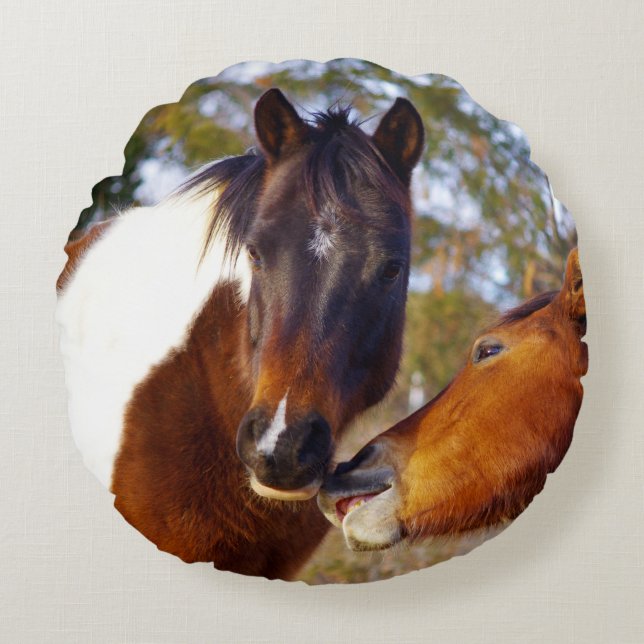 Cute Paint Horse Round Pillow (Front)