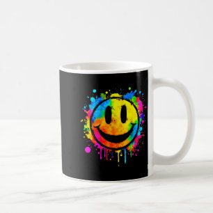 Cute Paint Splash Happy Smile Face 70s Tie Dye Smi Coffee Mug