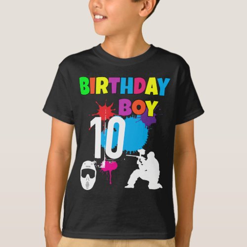 Cute Paintball Colorful Birthday Boy Custom T_Shirt