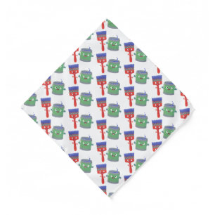 Cute paintbrush and paint cartoon characters bandana