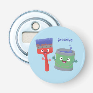 Cute paintbrush and paint cartoon characters bottle opener