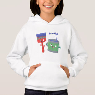 Cute paintbrush and paint cartoon characters hoodie