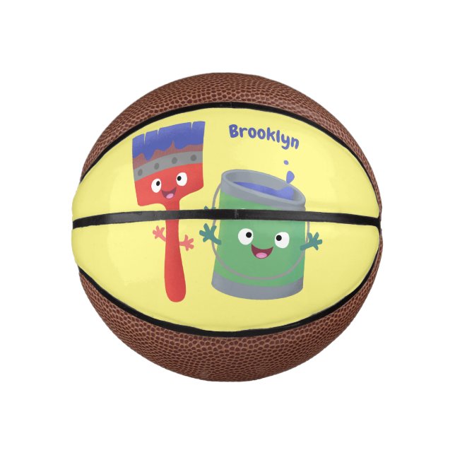 Cute paintbrush and paint cartoon characters mini basketball (Front)