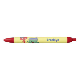 Cute paintbrush and paint cartoon characters pen