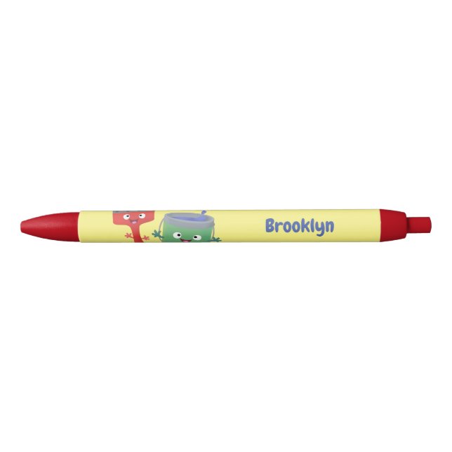 Cute paintbrush and paint cartoon characters pen (Front)