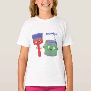 Cute paintbrush and paint cartoon characters T-Shirt