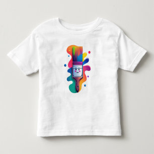 Cute Paintbrush Character with Colorful Paint Spla Toddler T-shirt