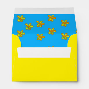 Cute painted flowers on blue envelope