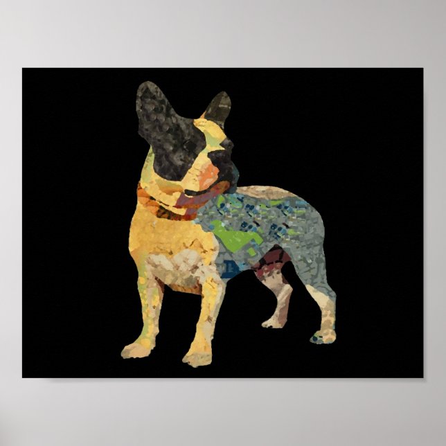 Cute Painted French Bulldog Poster (Front)
