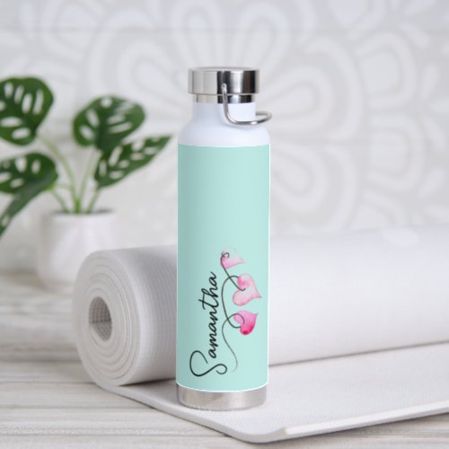 Cute Painted Hearts Personalized Water Bottle