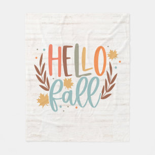 Cute Painted Hello Fall Fleece Blanket