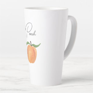 Cute Painted Peach Fruit Illustration Latte Mug